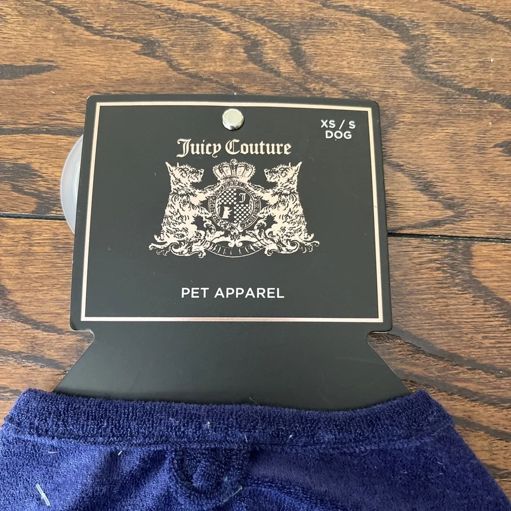 JUICY COUTURE Pets Dog Navy Blue Terry Cloth Dog Dress Vest XS/S